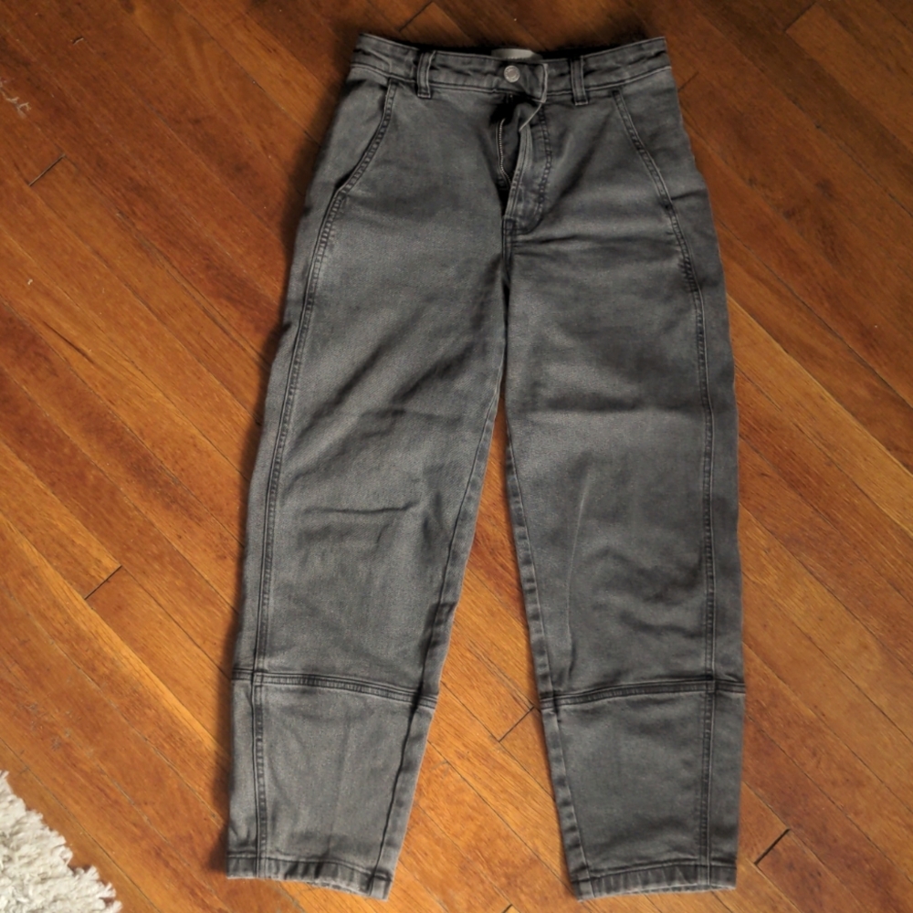 Everlane Utility Barrel Pants, grey denim, 26 regular